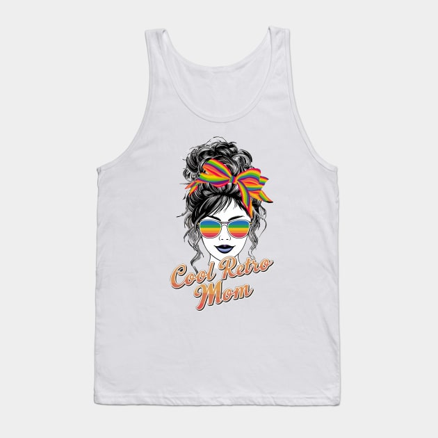 Cool Retro Mom Hair Bun Colorful Design Tank Top by TF Brands